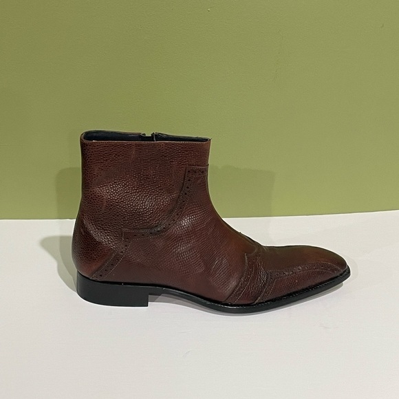 Duca boots brown Italian leather point toe side zipper main image 5